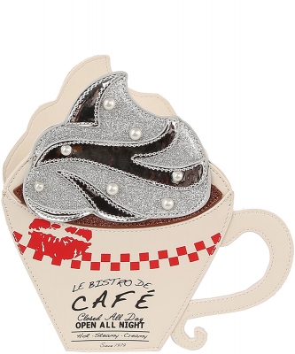 Brewed Awakening Embellished Coffee Cup Crossbody Bag LDH004 BEIGE